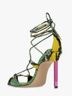 Satin Party Shoes Blue Lace Up High Heel Sandal Shoes For Women