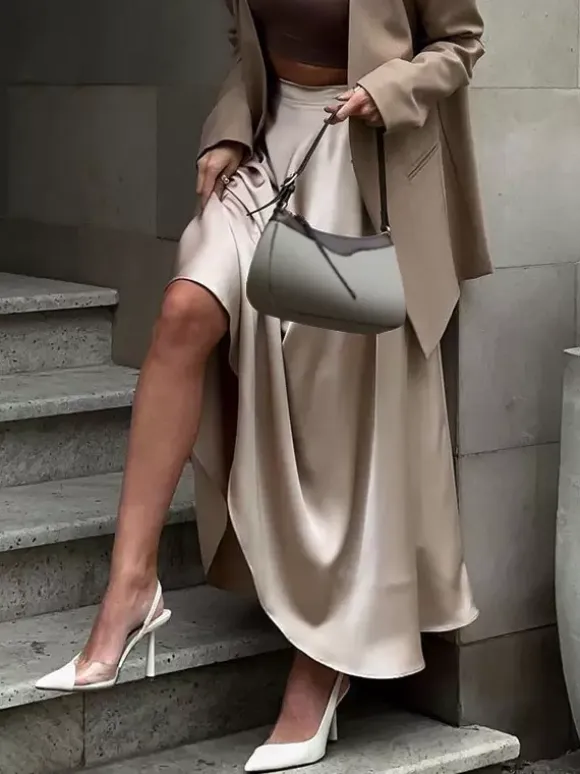Satin Skirt For Women Autumn Long Bottoms For Women