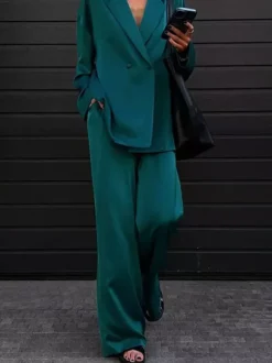 Satin Suit Blazer And Pants Spring Two Piece Co-ord Set For Women 2026