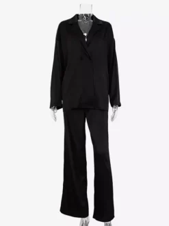 Satin Suit Blazer And Pants Spring Two Piece Co-ord Set For Women 2026