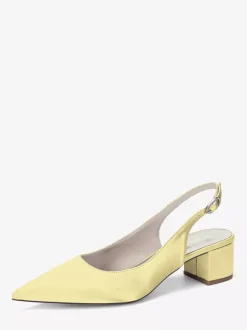 Satin Wedding Shoes Chunky Heel Pointed Toe Slingback Pumps