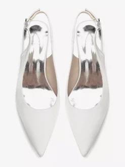 Satin Wedding Shoes Chunky Heel Pointed Toe Slingback Pumps
