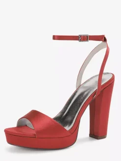 Satin Wedding Shoes Ivory Platform Open Toe High Heel Wedding Guest Shoes