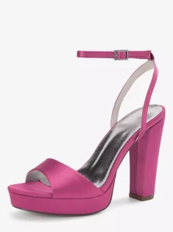 Satin Wedding Shoes Ivory Platform Open Toe High Heel Wedding Guest Shoes