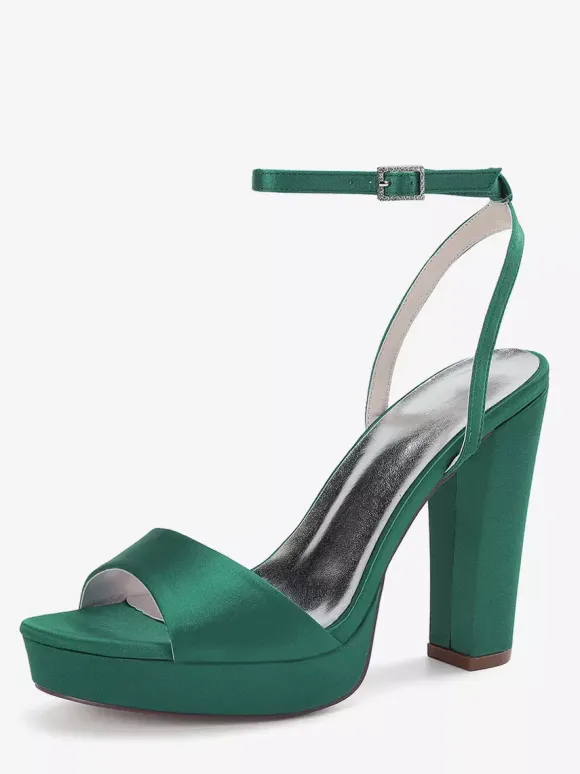 Satin Wedding Shoes Ivory Platform Open Toe High Heel Wedding Guest Shoes