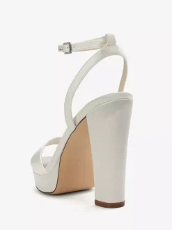 Satin Wedding Shoes Ivory Platform Open Toe High Heel Wedding Guest Shoes