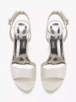 Satin Wedding Shoes Ivory Platform Open Toe High Heel Wedding Guest Shoes