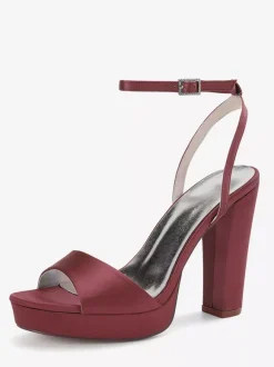 Satin Wedding Shoes Ivory Platform Open Toe High Heel Wedding Guest Shoes