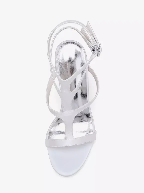 Satin Wedding Shoes Open Toe Strappy High Heel Bridesmaid Shoes
