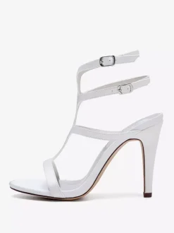 Satin Wedding Shoes Open Toe Strappy High Heel Bridesmaid Shoes