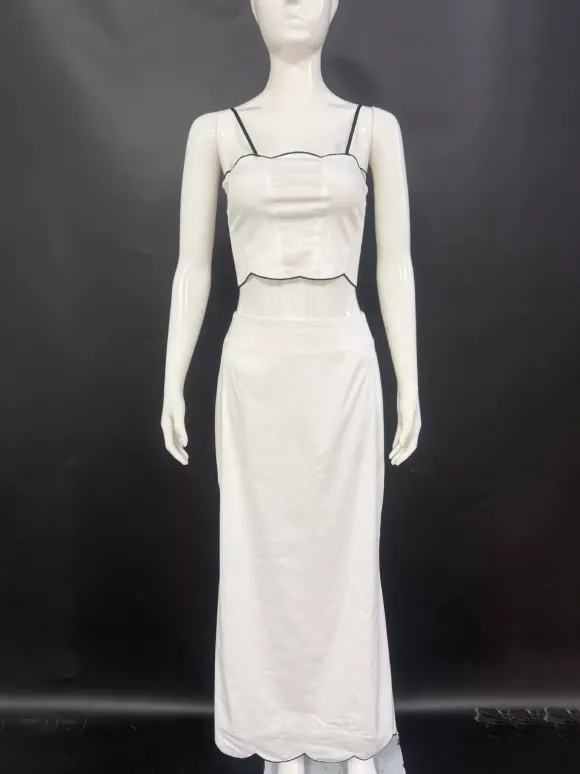 Scallop Trim Camisole Top And Maxi Skirt Matching Set For Women 2026