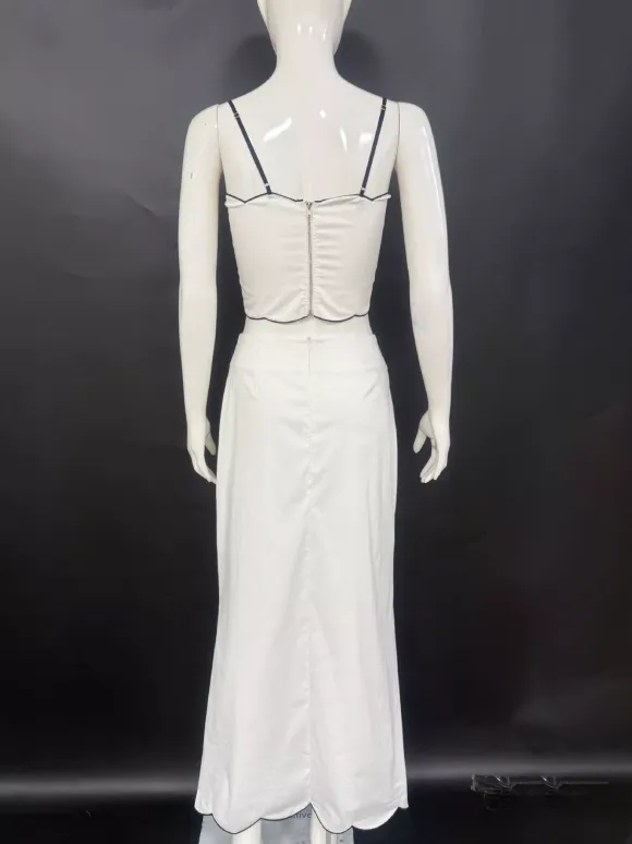 Scallop Trim Camisole Top And Maxi Skirt Matching Set For Women 2026