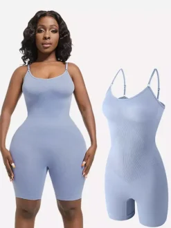 Seamless Spaghetti Strap Mid Thigh Body Shaper Bodysuit