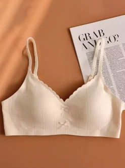 Seamless Wireless Bra Comfort Soft Bralette With Scalloped Edge