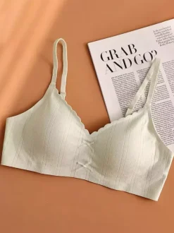 Seamless Wireless Bra Comfort Soft Bralette With Scalloped Edge