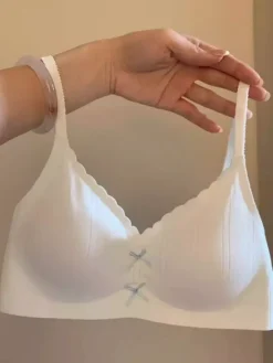 Seamless Wireless Bra Comfort Soft Bralette With Scalloped Edge