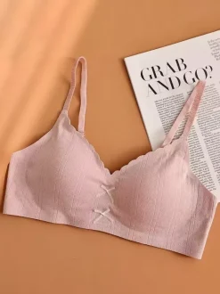 Seamless Wireless Bra Comfort Soft Bralette With Scalloped Edge