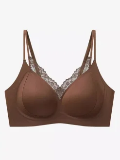 Seamless Wireless Bra With Lace Trim Comfort Push-Up Bralette
