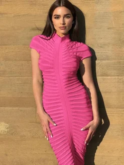 See Through Bodycon Dress Short Sleeve Ruched Night Out Maxi Dresses