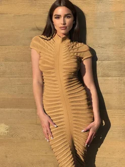 See Through Bodycon Dress Short Sleeve Ruched Night Out Maxi Dresses