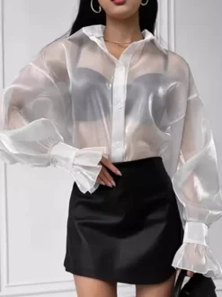 See-through Long Sleeve Shirt Sun Protection Top For Women 2026