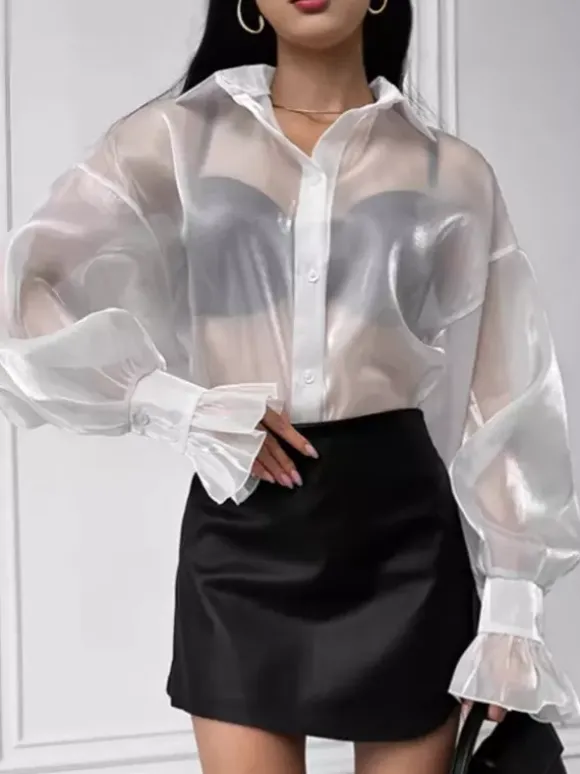 See-through Long Sleeve Shirt Sun Protection Top For Women 2026