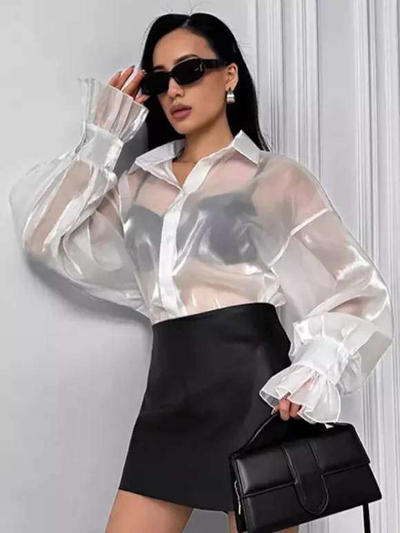 See-through Long Sleeve Shirt Sun Protection Top For Women 2026
