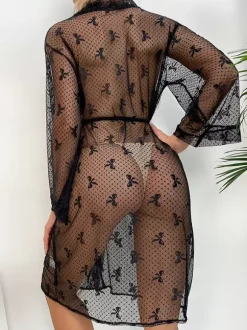 See Through Sheer Dating Robes Lace Lingerie Sleepwear Nightgown