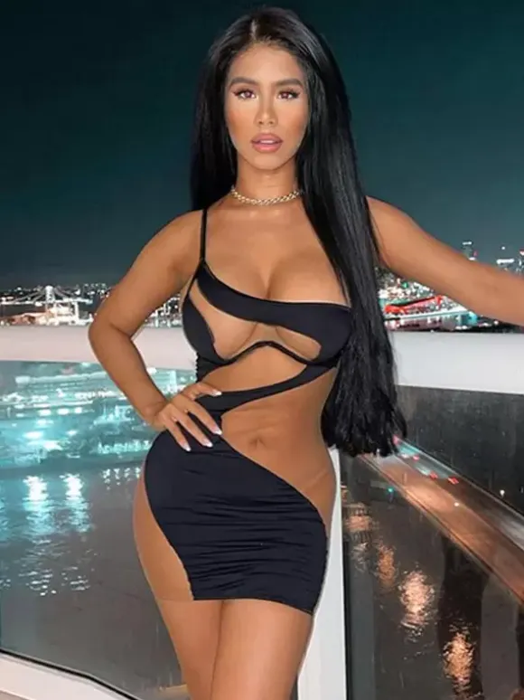 Sensual Bodycon Dress One Shoulder Illusion Club Night Out Mini Dresses