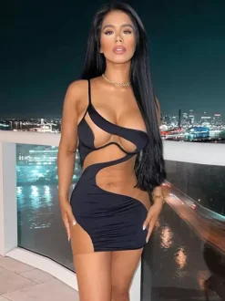 Sensual Bodycon Dress One Shoulder Illusion Club Night Out Mini Dresses