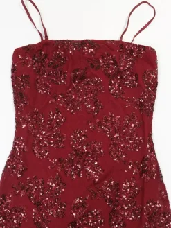 Sequin Floral Embroidery Sheer Hem Bodycon Maxi Dress For Women 2026