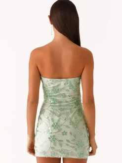 Sequin Floral Strapless Mini Dress For Women - Elegant Bodycon Slim Fit Tube Dress - Summer Cocktail Night Out 2026