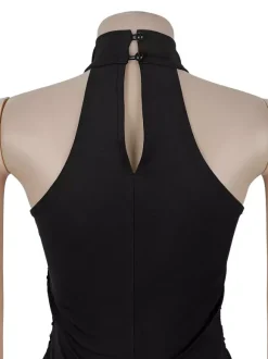 Sequin Halter Neck Ruched Waist High Slit Evening Long Dress For Women 2026
