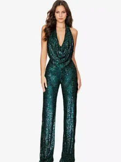 Sequin Jumpsuit Semi Formal Sleeveless Club Nightwear For Women