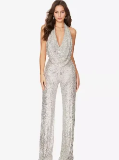 Sequin Jumpsuit Semi Formal Sleeveless Club Nightwear For Women