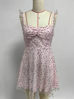 Sequin Tulle Mini Dress For Women - Sweetheart Neck Lace Up Back Sleeveless A-Line Sun Dress - Summer Birthday Party 2026