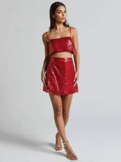 Sequin Two Piece Co-ord Set Crop Top And Mini Skirt Birthday Party Outfit For Women 2026