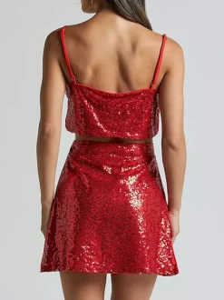 Sequin Two Piece Co-ord Set Crop Top And Mini Skirt Birthday Party Outfit For Women 2026