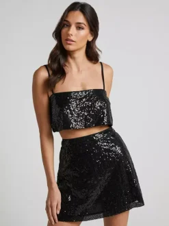 Sequin Two Piece Co-ord Set Crop Top And Mini Skirt Birthday Party Outfit For Women 2026