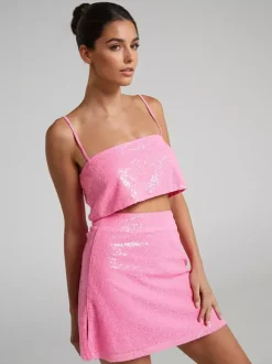 Sequin Two Piece Co-ord Set Crop Top And Mini Skirt Birthday Party Outfit For Women 2026