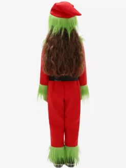 Set Christmas Red Sash Jumpsuit Hat Polyester Two-Tone Christmas Holidays Costumes