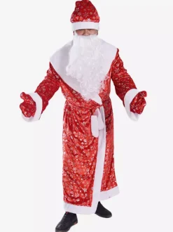 Set Christmas Red Beard Overcoat Hat Polyester Color Block Christmas Holidays Costumes