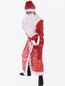 Set Christmas Red Beard Overcoat Hat Polyester Color Block Christmas Holidays Costumes