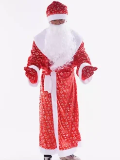 Set Christmas Red Beard Overcoat Hat Polyester Color Block Christmas Holidays Costumes