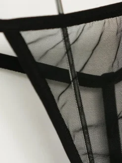 Sexy Black Thong Nylon Sheer T Back For Women