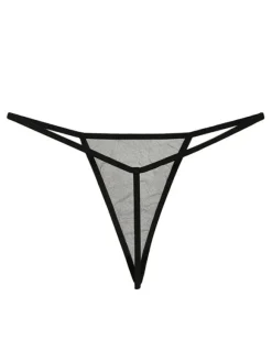 Sexy Black Thong Nylon Sheer T Back For Women