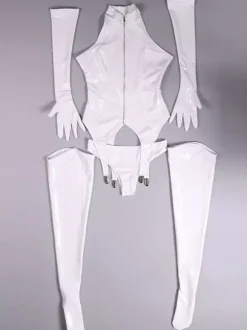 Sexy Catsuit Polyester White Zentai Costume 4 Pieces Suit