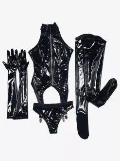 Sexy Catsuit Polyester White Zentai Costume 4 Pieces Suit