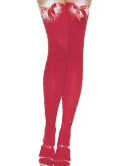 Sexy Christmas Costume Ture Red Cheap Stockings Nylon Knee High Socks