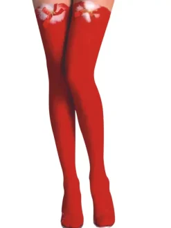 Sexy Christmas Costume Ture Red Cheap Stockings Nylon Knee High Socks